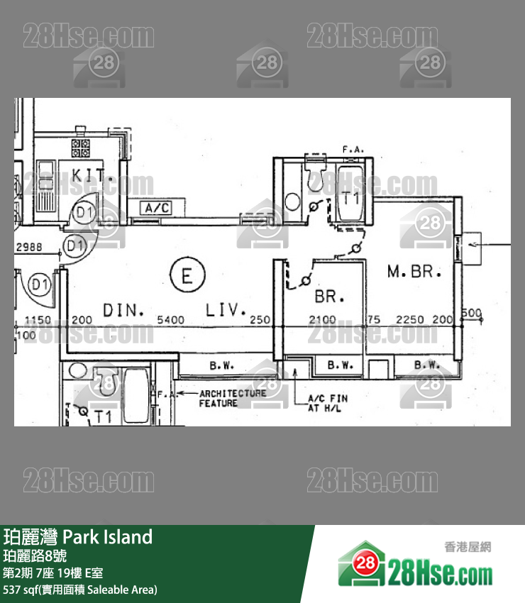 珀丽湾 第2期7座19楼 E室 平面图