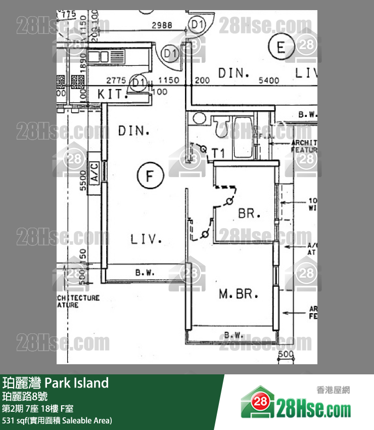 珀丽湾 第2期7座18楼 F室 平面图