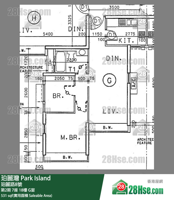 珀丽湾 第2期7座18楼 G室 平面图