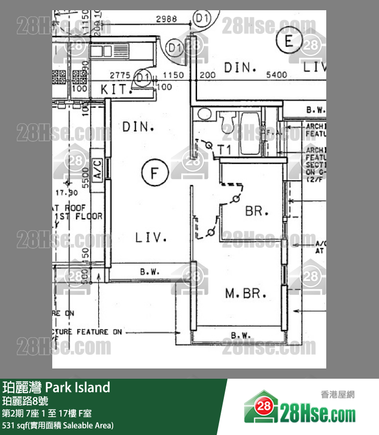 珀麗灣 第2期7座9樓 F室 平面圖