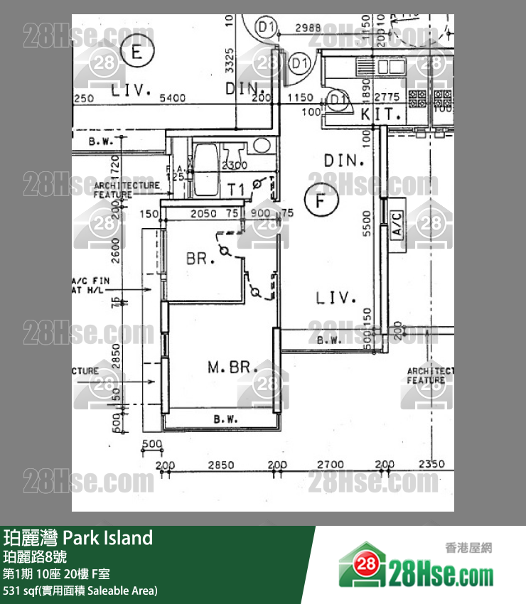 珀麗灣 第1期10座20樓 F室 平面圖