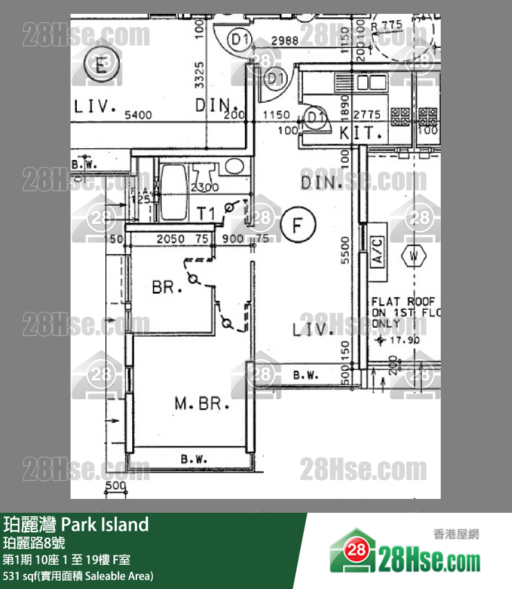 珀麗灣 第1期10座16樓 F室 平面圖