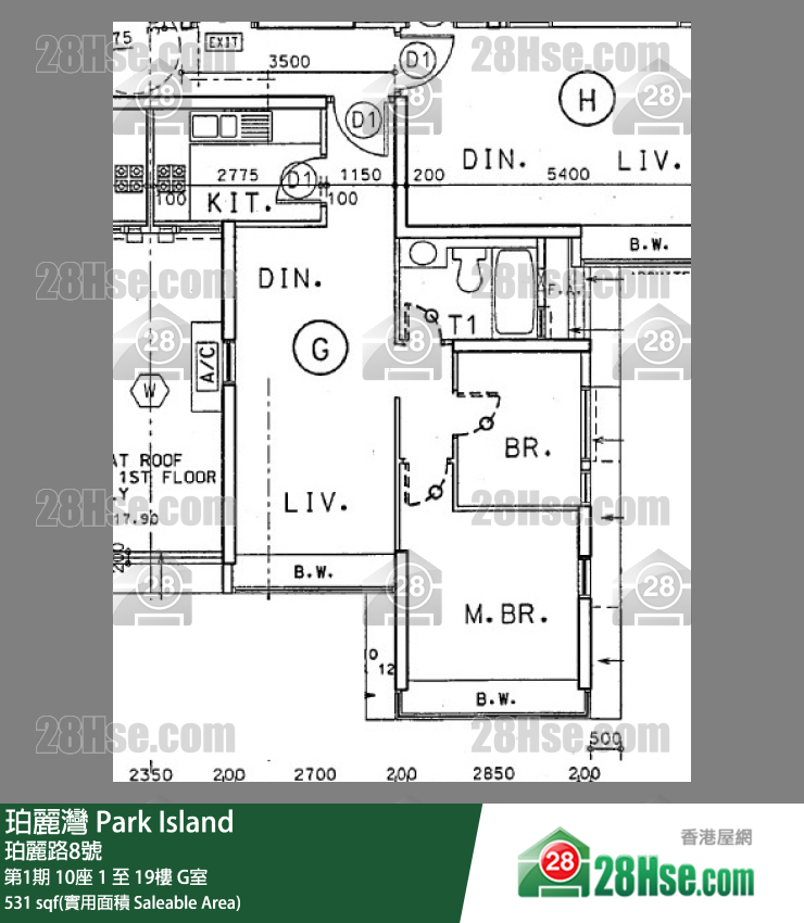 珀麗灣 第1期10座18樓 G室 平面圖