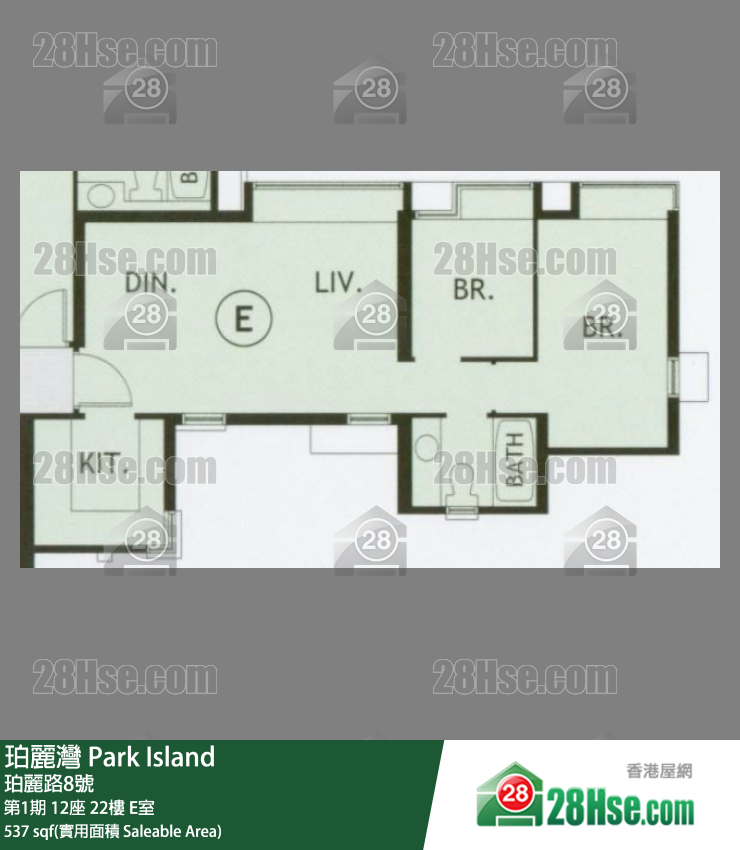 珀麗灣 第1期12座22樓 E室 平面圖