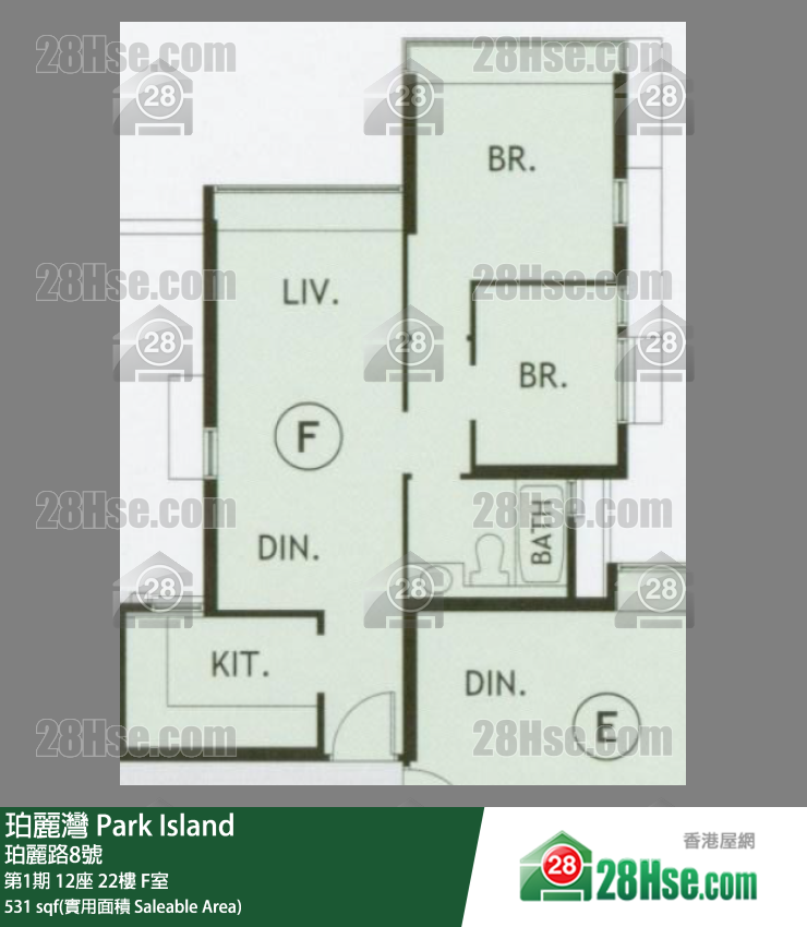 珀麗灣 第1期12座22樓 F室 平面圖