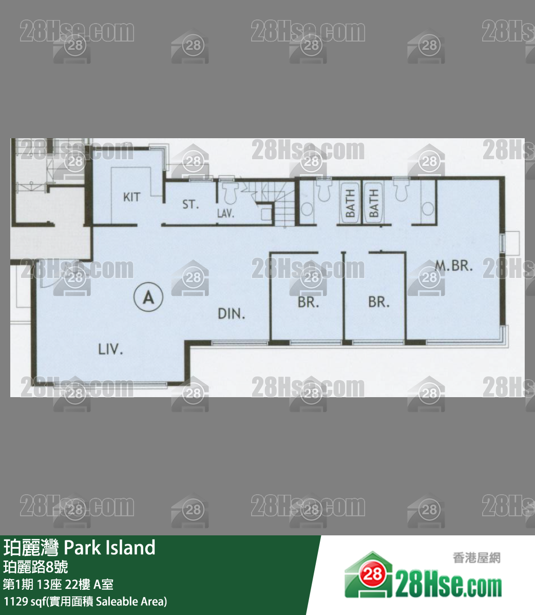 珀麗灣 第1期13座22樓 A室 平面圖