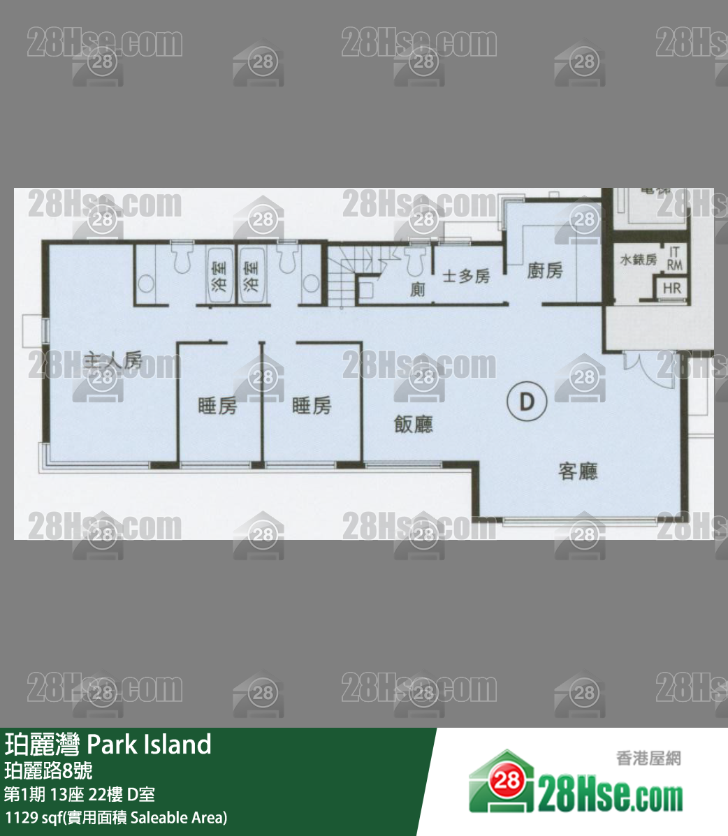 珀麗灣 第1期13座22樓 D室 平面圖