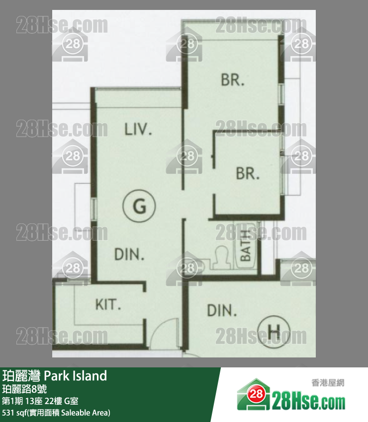 珀麗灣 第1期13座22樓 G室 平面圖