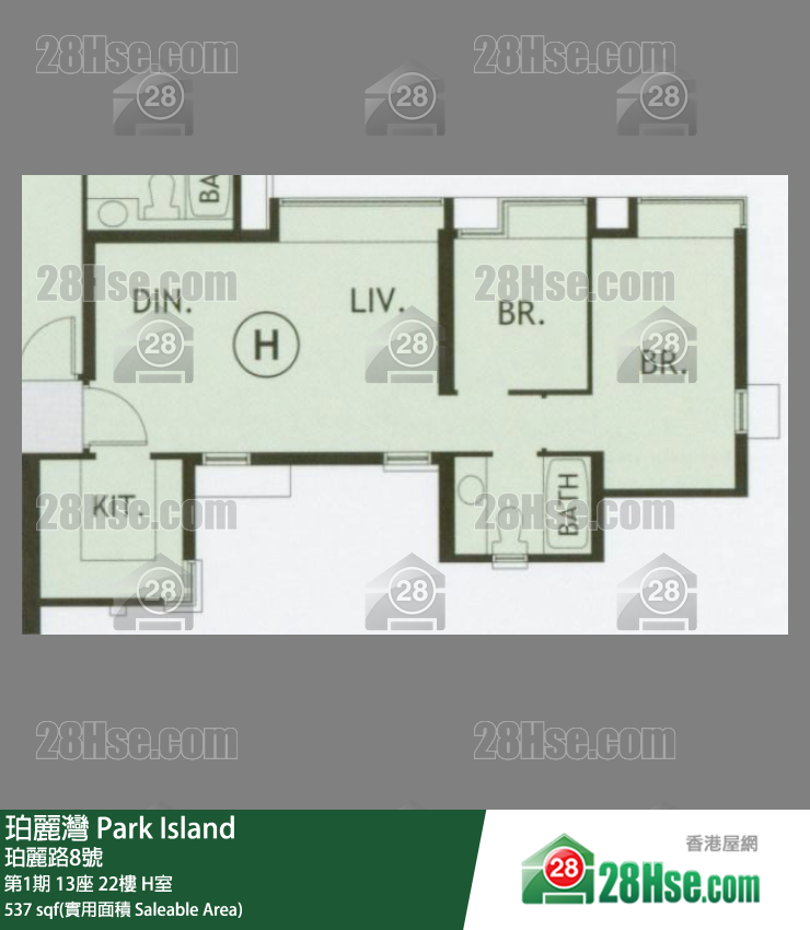 珀麗灣 第1期13座22樓 H室 平面圖