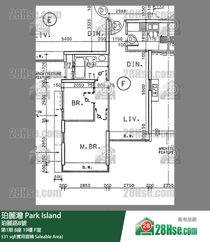 珀麗灣 第1期8座19樓 F室 平面圖
