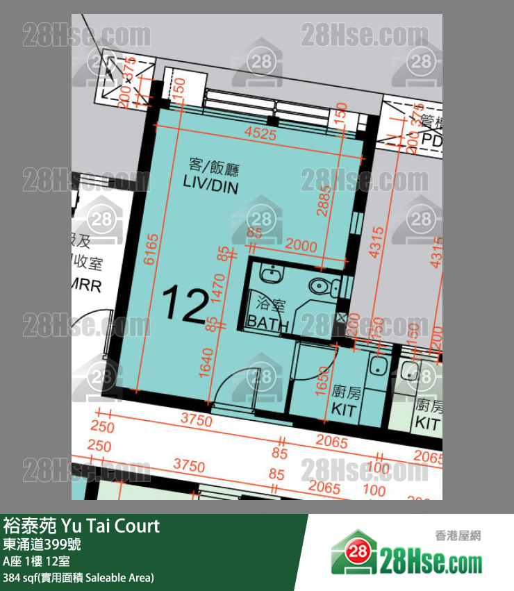 裕泰苑 A座1樓 12室 平面圖