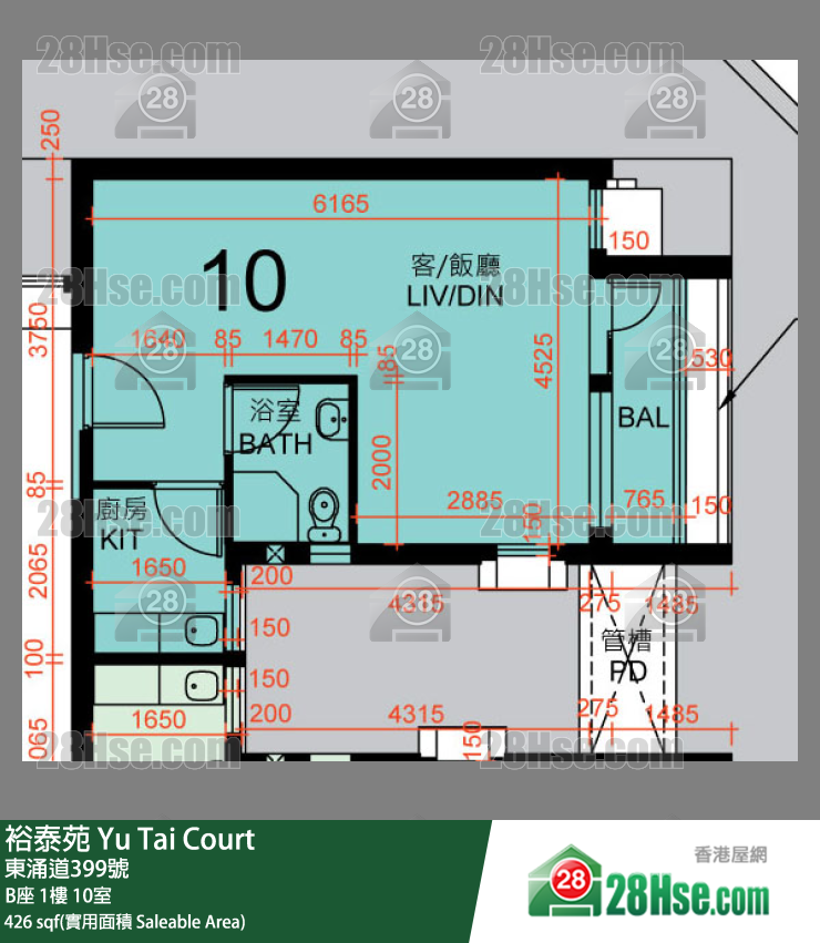 裕泰苑 B座1樓 10室 平面圖