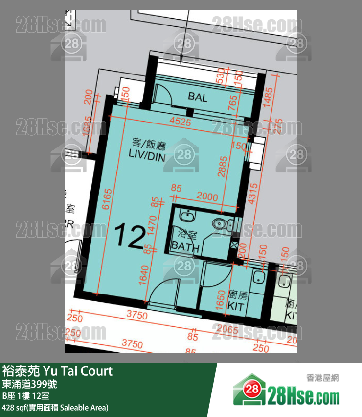 裕泰苑 B座1楼 12室 平面图
