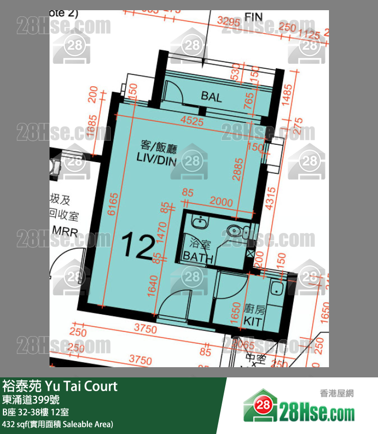 裕泰苑 B座35樓 12室 平面圖