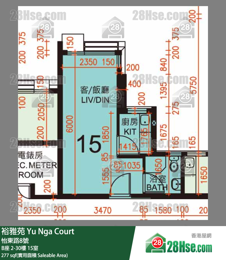 裕雅苑 B座13樓 15室 平面圖