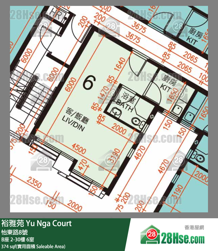 裕雅苑 B座5樓 6室 平面圖