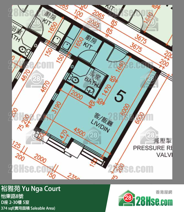 裕雅苑 D座3樓 5室 平面圖