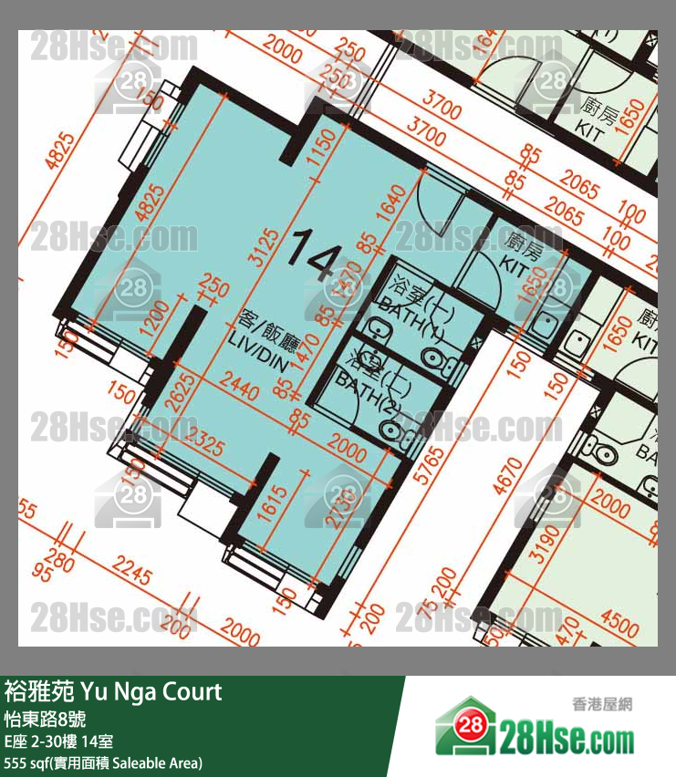 裕雅苑 E座13樓 14室 平面圖