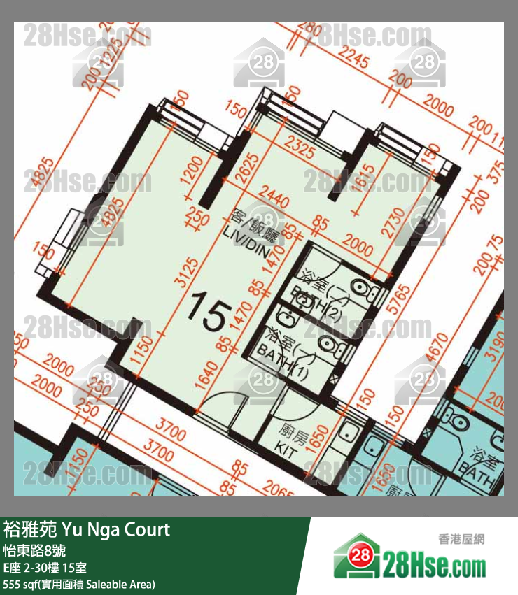 裕雅苑 E座28樓 15室 平面圖