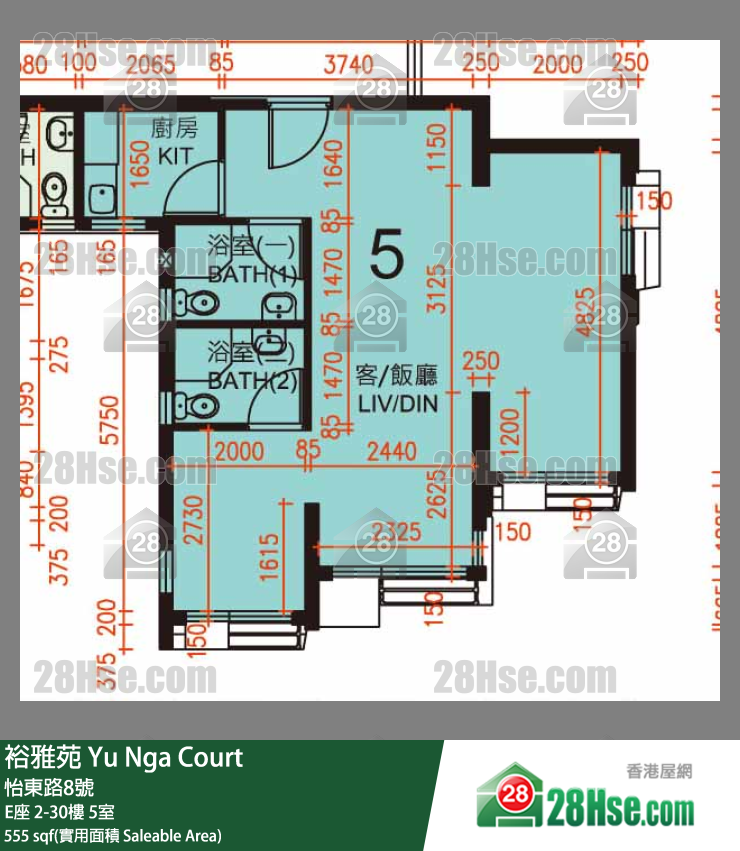 裕雅苑 E座28樓 5室 平面圖