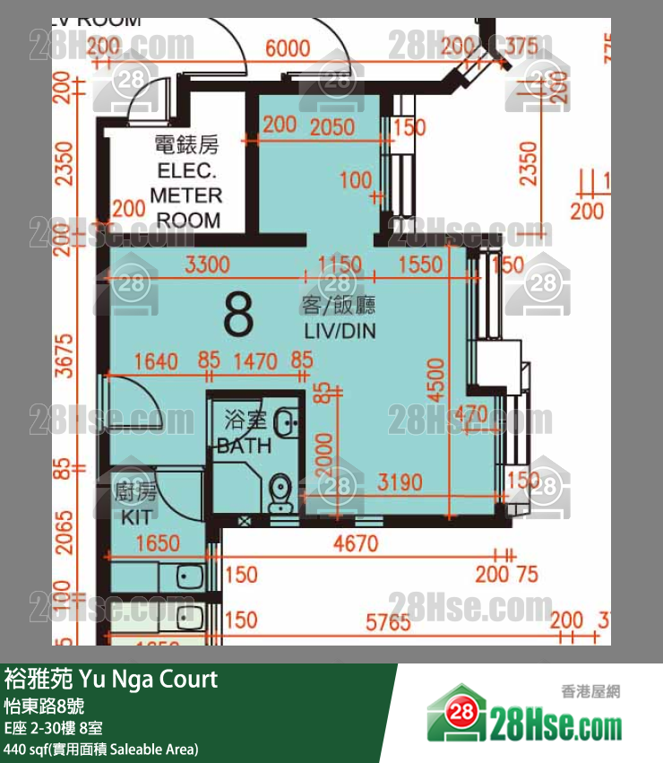 裕雅苑 E座18樓 8室 平面圖
