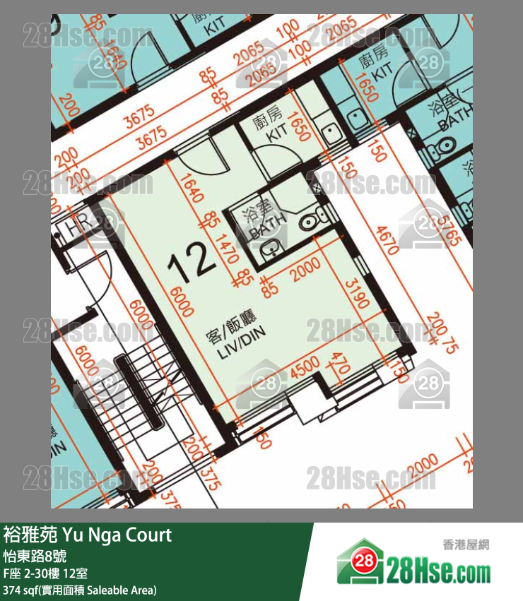 裕雅苑 F座30樓 12室 平面圖