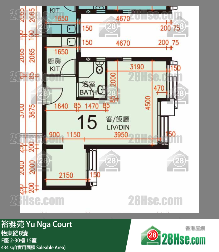 裕雅苑 F座11樓 15室 平面圖