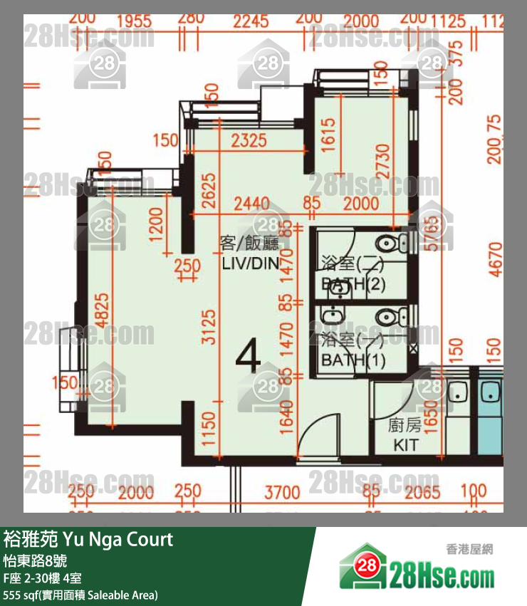 裕雅苑 F座5樓 4室 平面圖