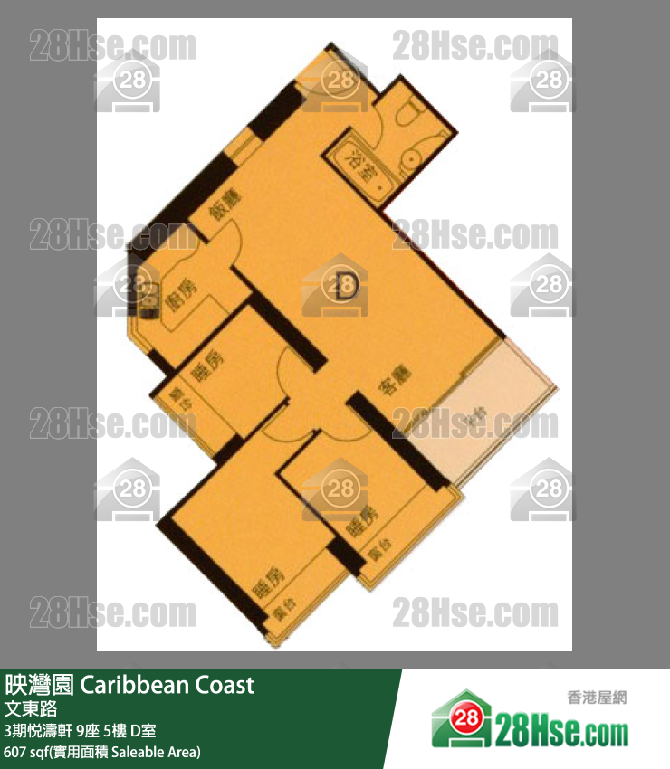 映灣園 3期悅濤軒9座5樓 D室 平面圖