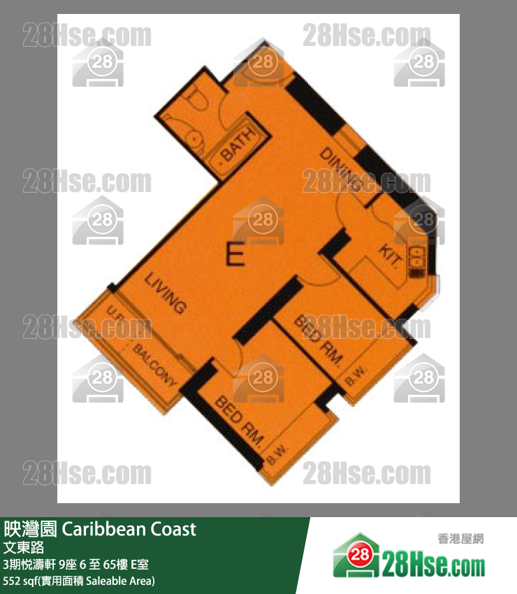 映灣園 3期悅濤軒9座28樓 E室 平面圖