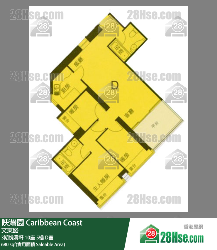 映灣園 3期悅濤軒10座5樓 D室 平面圖