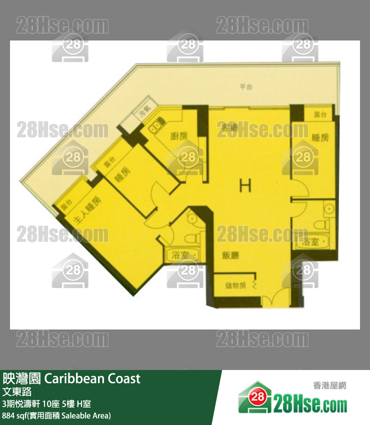映灣園 3期悅濤軒10座5樓 H室 平面圖