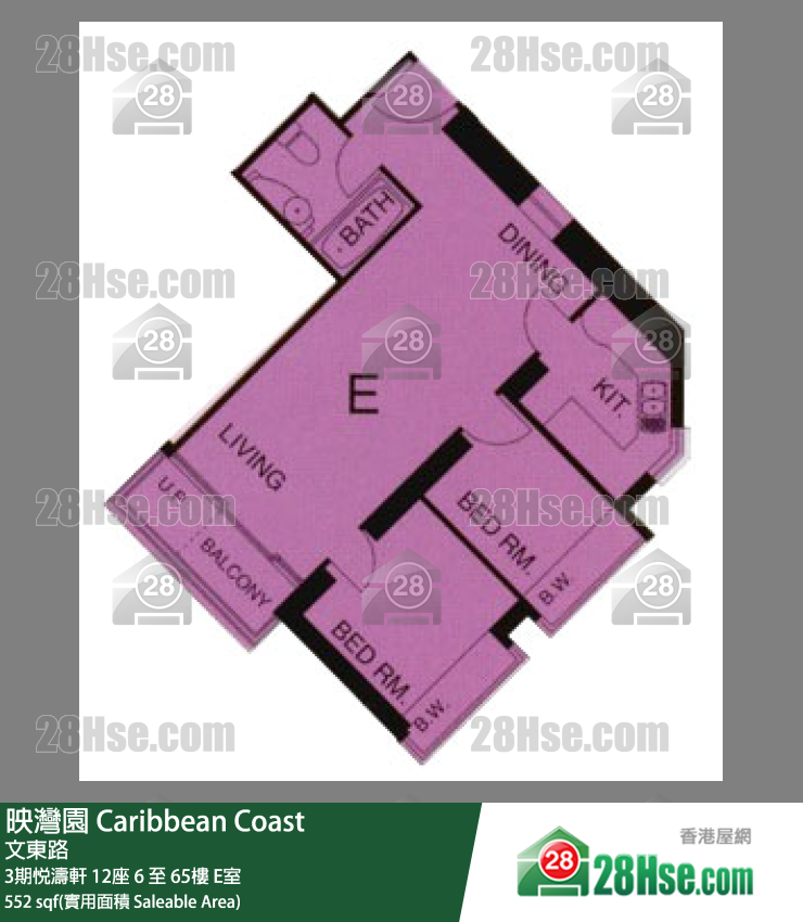 映灣園 3期悅濤軒12座36樓 E室 平面圖