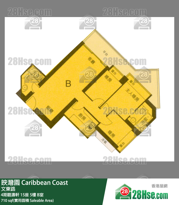 映灣園 4期聽濤軒15座5樓 B室 平面圖