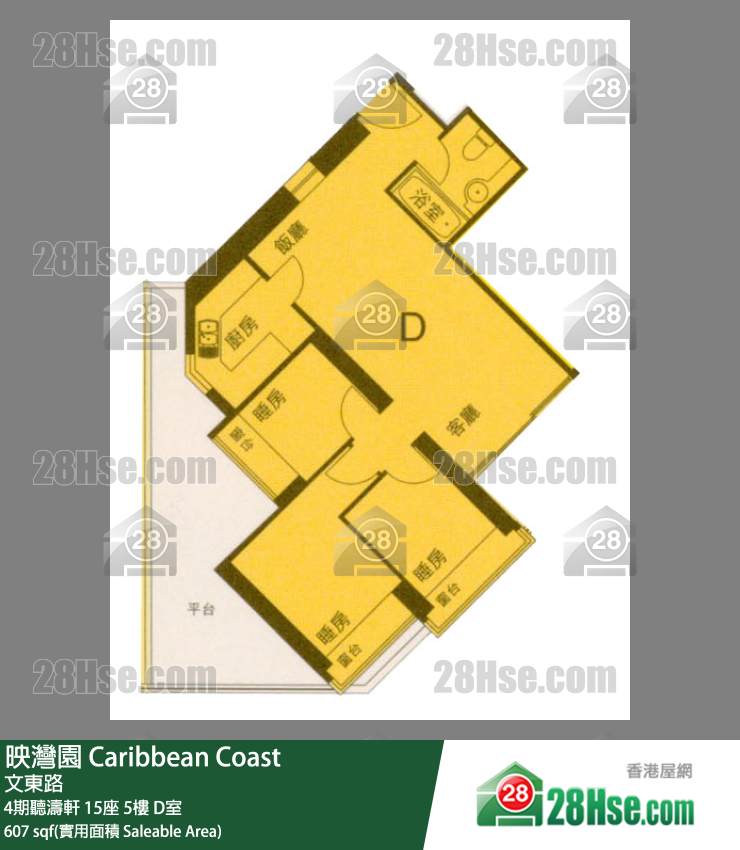 映灣園 4期聽濤軒15座5樓 D室 平面圖