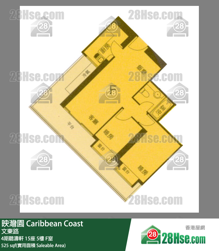 映灣園 4期聽濤軒15座5樓 F室 平面圖