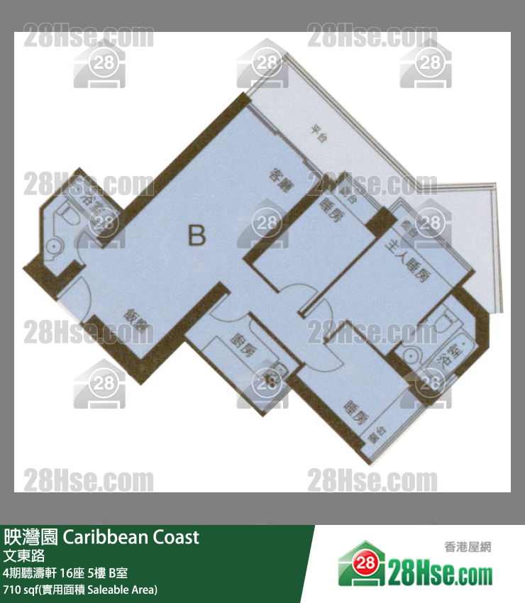 映灣園 4期聽濤軒16座5樓 B室 平面圖