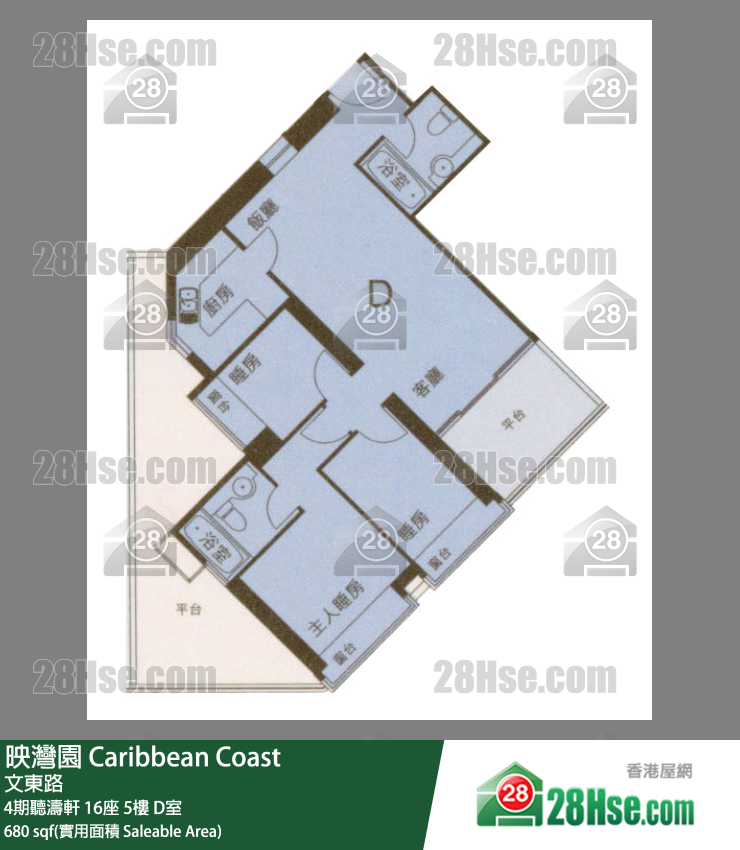 映灣園 4期聽濤軒16座5樓 D室 平面圖