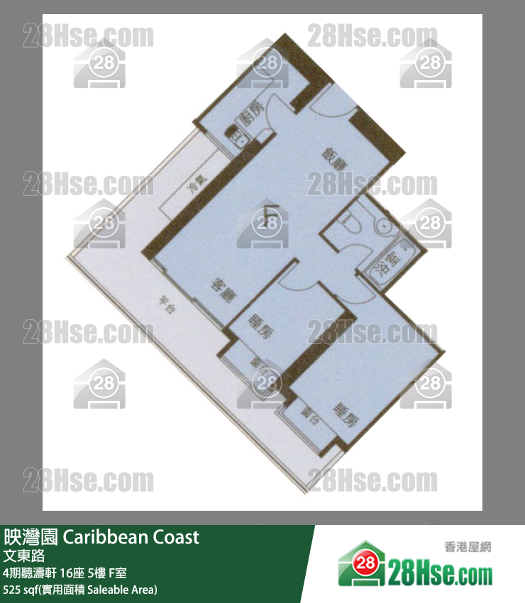 映灣園 4期聽濤軒16座5樓 F室 平面圖
