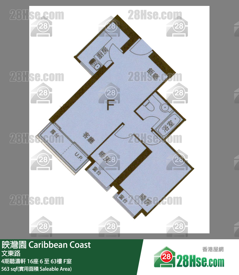 映灣園 4期聽濤軒16座42樓 F室 平面圖