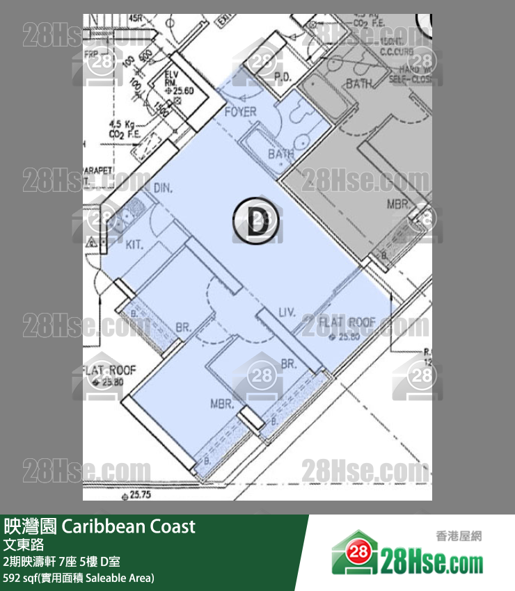 映灣園 2期映濤軒7座5樓 D室 平面圖