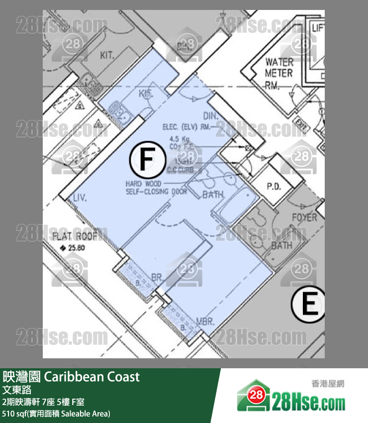 映灣園 2期映濤軒7座5樓 F室 平面圖
