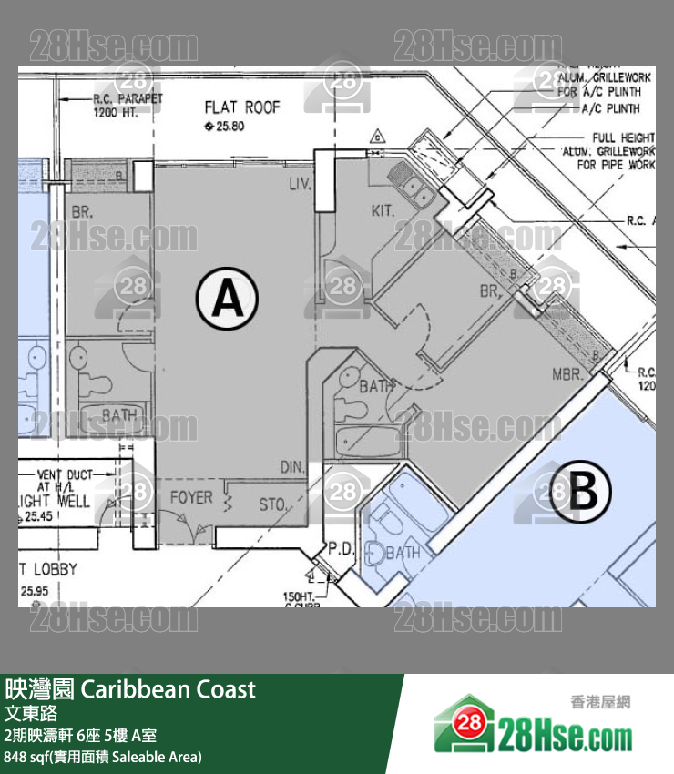 映灣園 2期映濤軒6座5樓 A室 平面圖