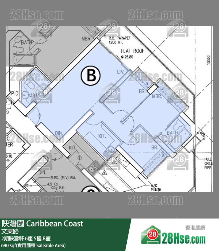 映灣園 2期映濤軒6座5樓 B室 平面圖
