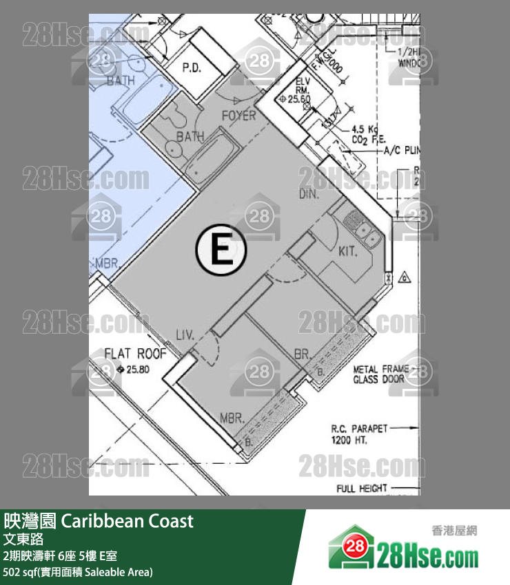 映灣園 2期映濤軒6座5樓 E室 平面圖