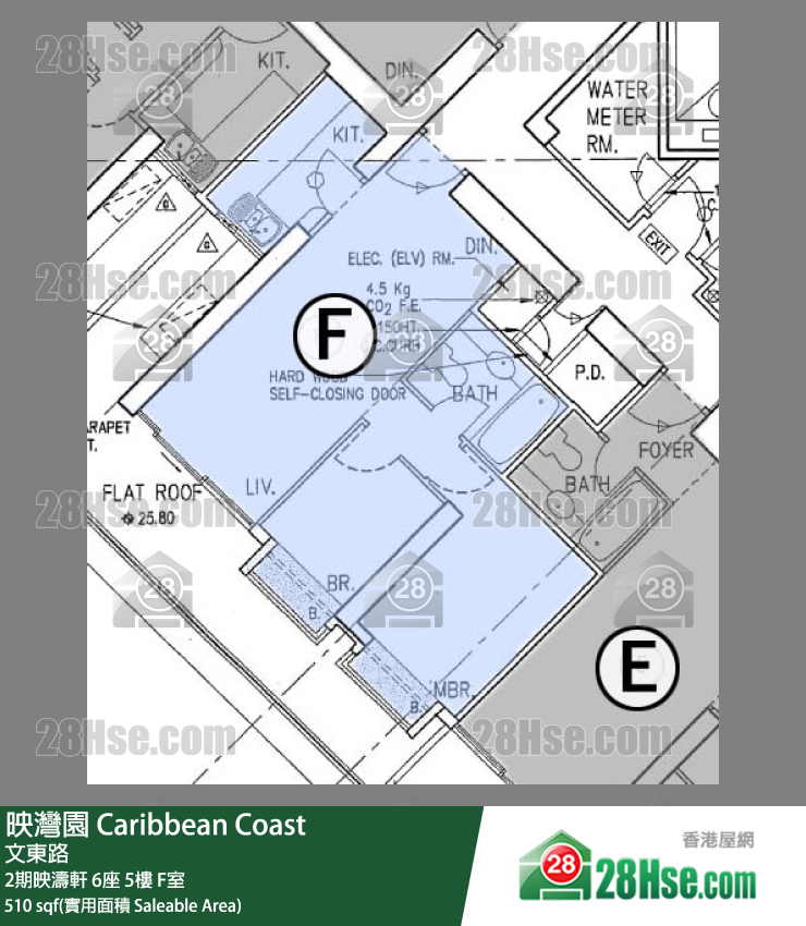 映灣園 2期映濤軒6座5樓 F室 平面圖