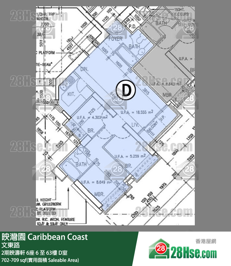 映灣園 2期映濤軒6座35樓 D室 平面圖