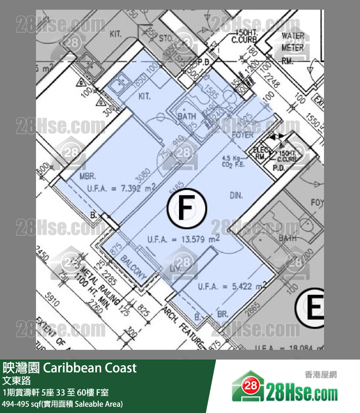 映灣園 1期賞濤軒5座47樓 F室 平面圖