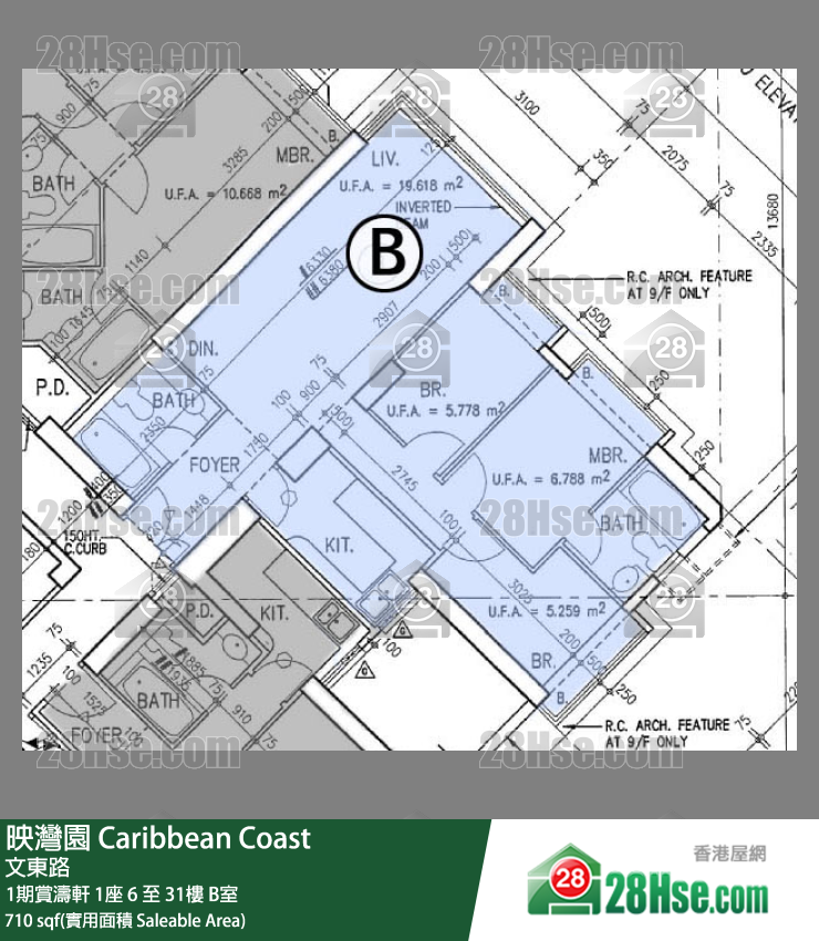 映灣園 1期賞濤軒1座31樓 B室 平面圖