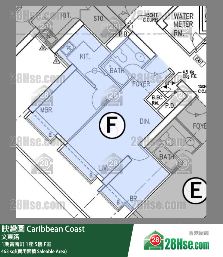 映灣園 1期賞濤軒1座5樓 F室 平面圖